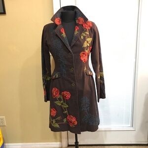 Paparazzi brand floral embroidered Brown Jacket coat